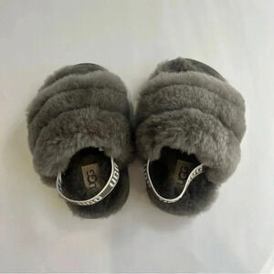 Ugg Australia yeah‎ slides fluff gray infant size 04/05 house shoes back strap